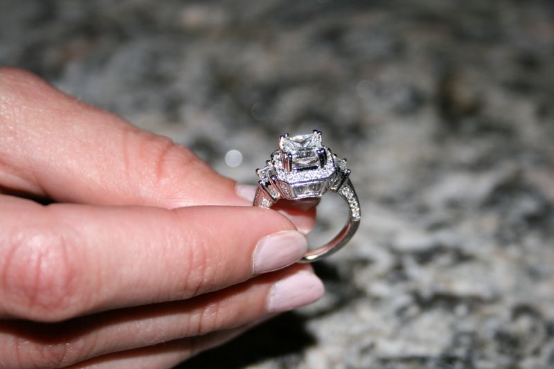 Halo and Antique Princess Cut Engagement Ring